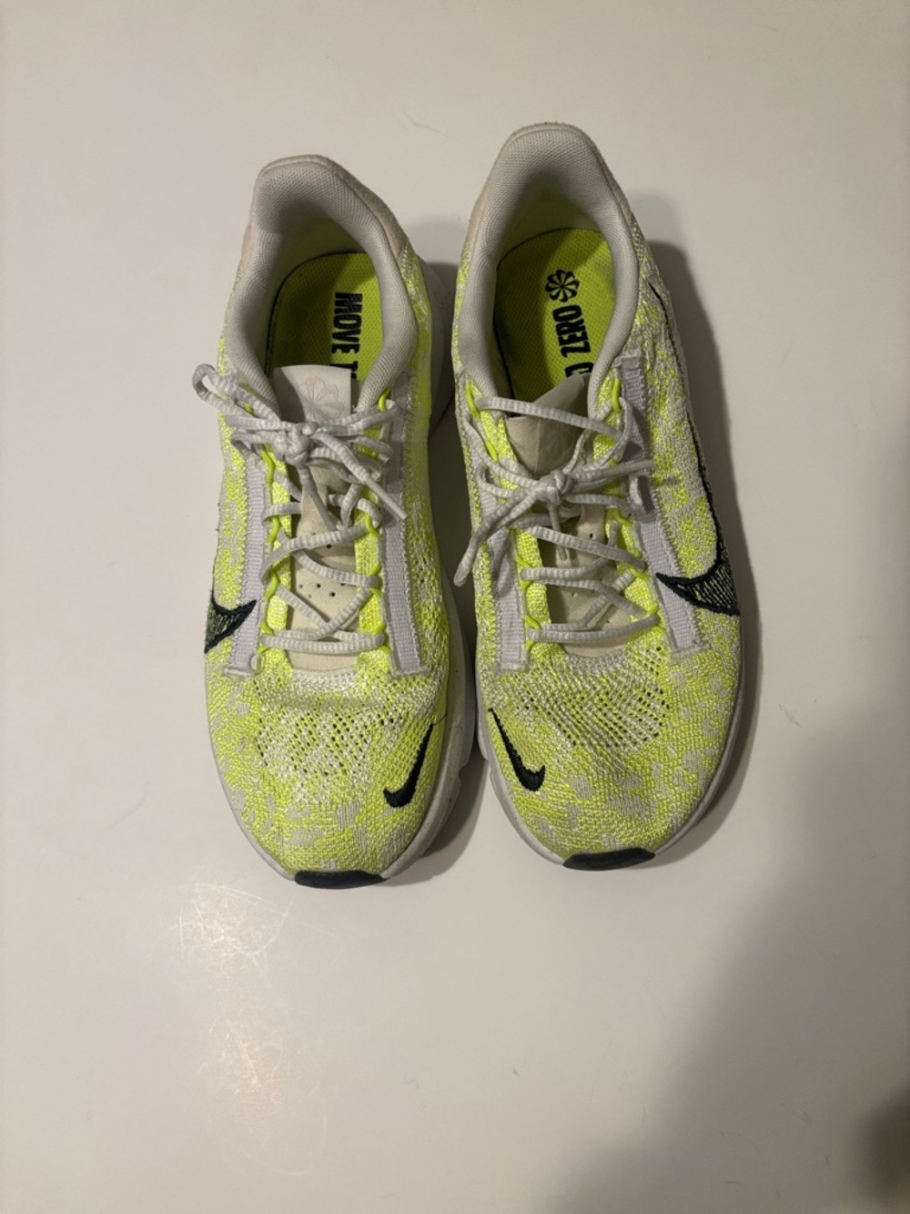 Nike Yellow White Knit Running Shoes with Black Swoosh